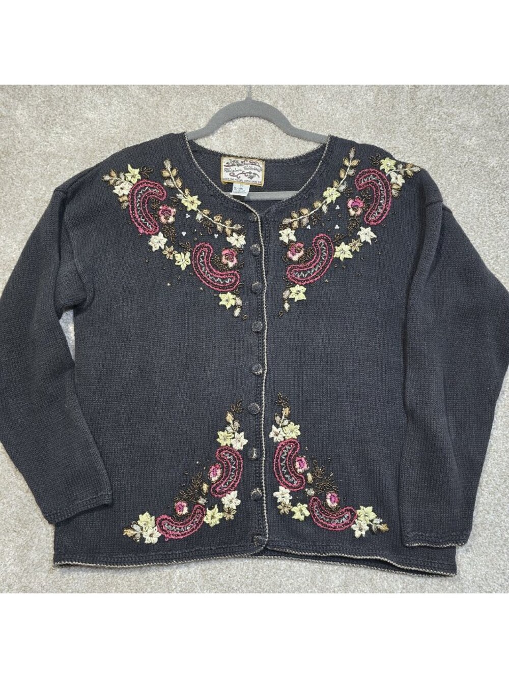 Heirloom Collectibles Vtg Floral Cardigan Sweater Grannycore Cottagecore Women M